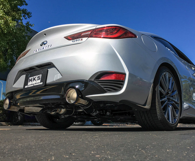 HKS 2017 Infiniti Q60 (RWD) High-Performance Dual Hi-Power Titanium Tip Catback Exhaust for Enhanced Driving Experience