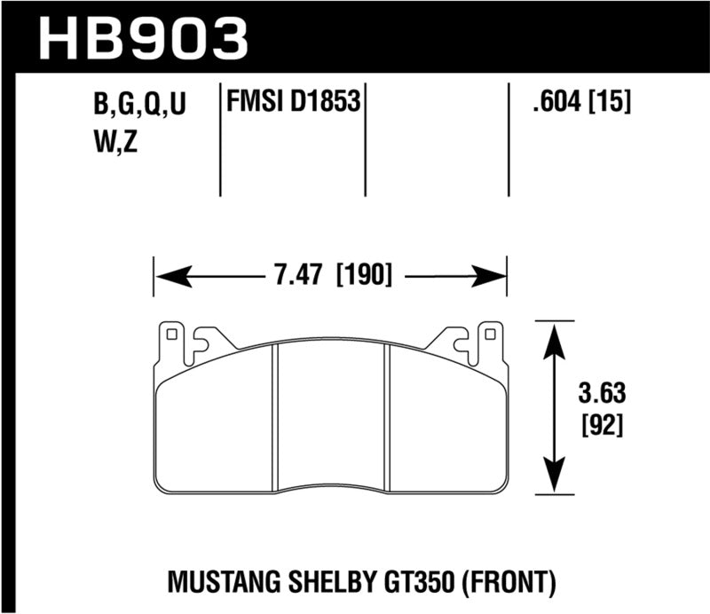 Hawk High-Performance Ceramic Front Brake Pads for 2015 - 2019 Ford Mustang Shelby GT350/GT350R and More