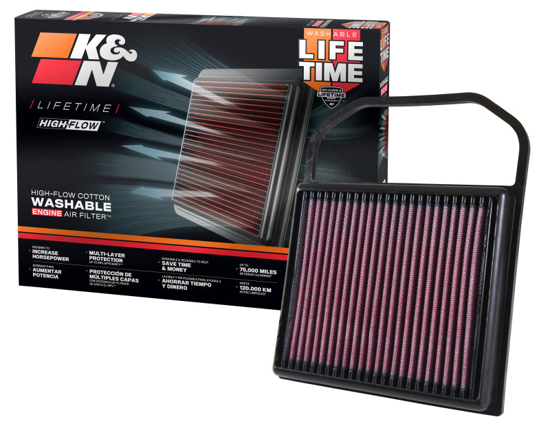 K&N High-Performance Replacement Air Filter (2 Required) for 2015 - 2022 Mercedes Benz C400 3.0L, E320, GL450, ML400 and Multiple Other Models