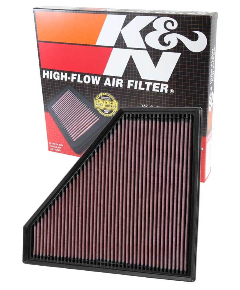 K&N High-Flow Replacement Panel Air Filter - 12.313in OS L x 10.313in OS W x 1.188in H for 2013 - 2024 Cadillac ATS, CTS & Chevrolet Camaro